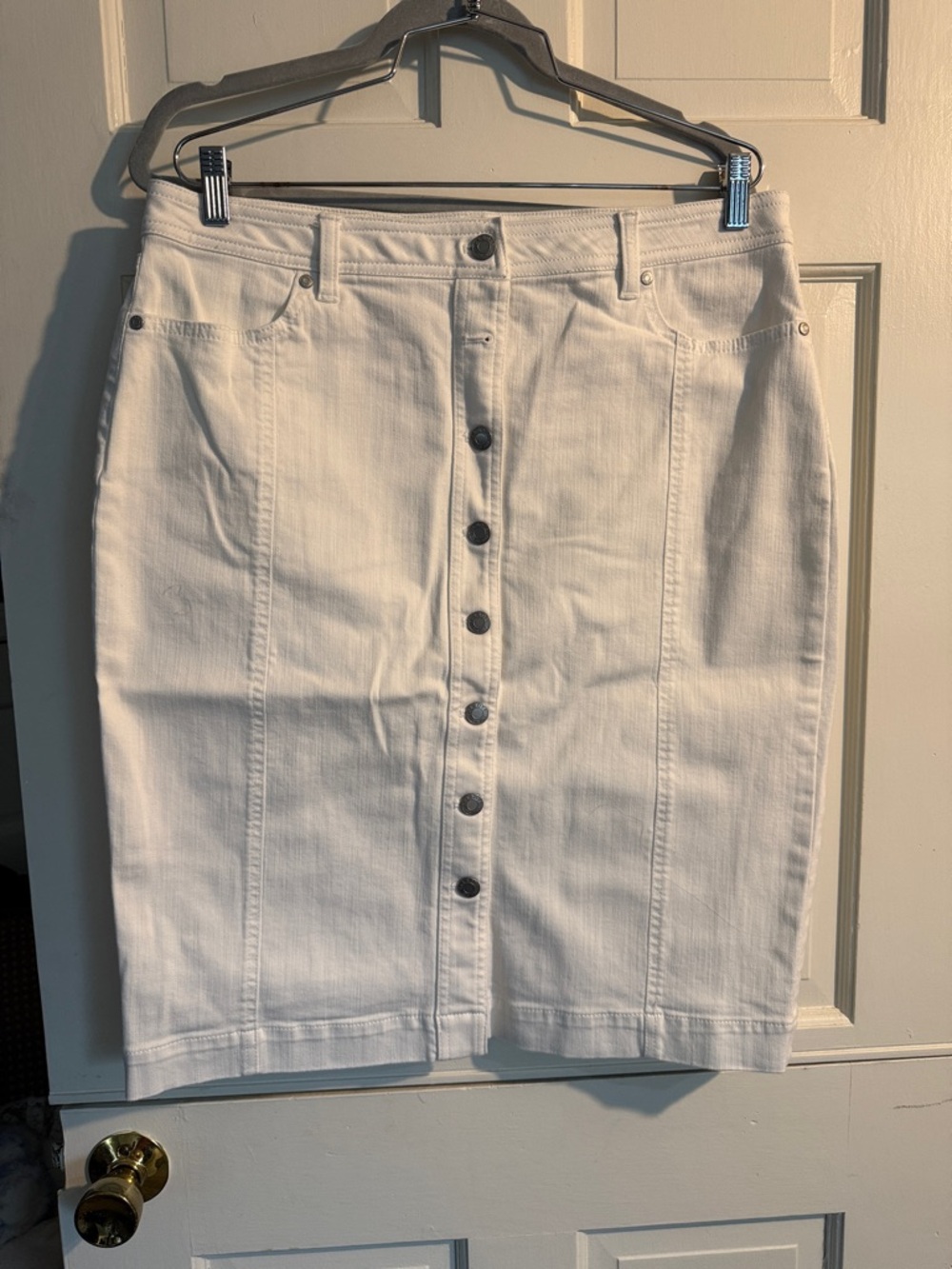 Talbots White Button-Front Pencil Skirt
